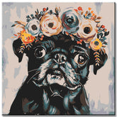 Paint by Numbers Pug with Flower Crown